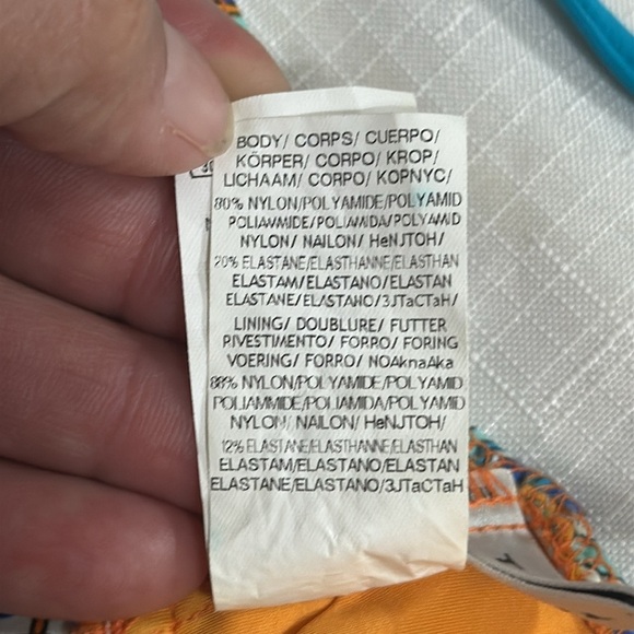 (B3) Trina Turk Orange and Blue Bikini Top, size 4 - Picture 9 of 12